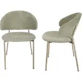 En.casa Eetkamerstoel 'Lipis', set van 2. Beklede stoel met metalen frame, bekleed met textiel, kleur: groen