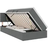 vidaXL LED opbergbed met matras Donkergrijs 90 x 200 cm Stof