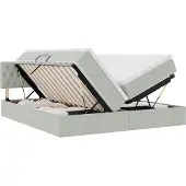 vidaXL Opbergbed met matras met hoofdeinde Lichtgrijs 90 x 200 cm