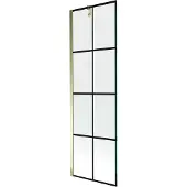 Mexen Next enkelvleugelig douchewand 60 x 150 , zwart raster, goud - 895-060-000-00-77-50