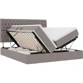 vidaXL Opbergbed met hoofdeinde met opslag Taupe 180 x 200 cm Stof