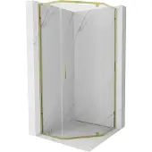 Mexen Exo vijfgangige douchecabine, 90 x 90 cm, transparant, goud - 812-090-090-50-00