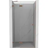 Mexen Lunar douchedeur scharnierend links 85 , transparant, geborsteld koper - 834-085-000-65-00-L