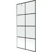 Mexen Next douchescherm 1-delig 100 x 150 , zwart raster, chroom - 895-100-000-00-77-01