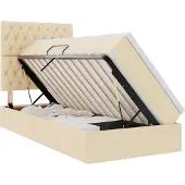 vidaXL LED opbergbed met matras Crème 90 x 200 cm Stof