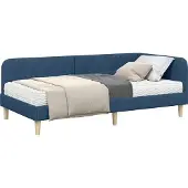 Syfax Hoekbedframe Blauw 100 x 200 cm Stof