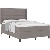 vidaXL Boxspring bed met kussen met hoofdeinde Taupe 190 x 140 cm Stof