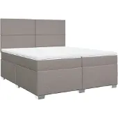 vidaXL Boxspring met matras stof taupe 200x200 cm