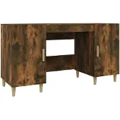 vidaXL Bureau 140x50x75 cm bewerkt hout gerookt eikenkleurig
