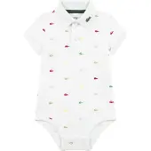 Lacoste Kids Body k/ä - Weiß m. Logos - - 9 mt - Body K/Ä
