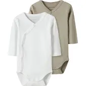 Name it Rompertje/body donkerbeige / wit