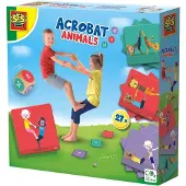 SES Creative SES - Acrobaat dieren - doe de dieren op de 27 speelkaarten na - met dobbelsteen van hout - binnen of buiten spelen