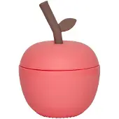 OYOY Beker m. Rietje - Appel - Silicone - Cherry Red - - OneSize - Bekers