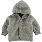 Engel - Kinder Kapuzenjacke mit Holzknöpfen - Wollen vest 110/116, grijs