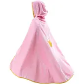 Den Goda Fen cape verkleedkleding roze met gouden kroon 98-128 3-8 jaar.