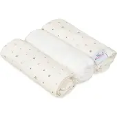 Baby Matex Pielucha MUSLIN DESIGN, 3-pack, 70x80 cm, wit met sterren