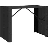 Syfax Bartafel met glazen blad 145x80x110 cm poly rattan zwart