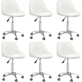 Syfax Eetkamerstoelen draaibaar 6 st kunstleer wit