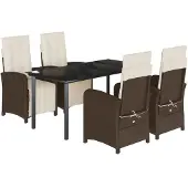 vidaXL 5-delige Tuinset met kussens poly rattan bruin