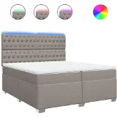 vidaXL Boxspring met matras stof taupe 200x200 cm
