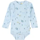 Joha Romper l/s - Wol - Lichtblauw m. Camping - - 90 - Rompers Lange Mouw