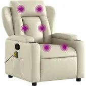 Syfax Massagestoel van kunstleer in crèmekleur