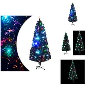 vidaXL Kerstboom met verlichting en standaard, 210 cm, glasvezel - Kerstbomen