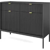 Minio , dressoir "NOVA", 104 cm, zwarte metalen poten, zwarte kleur