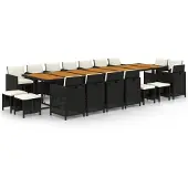 Syfax 19-delige Tuinset met kussens poly rattan zwart
