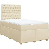 vidaXL Boxspring met matras stof crèmekleurig 120x200 cm