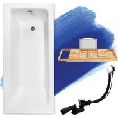 Besco TALIA ligbad 150 x 70 cm wit met bamboe badplank