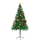 Prolenta Maison Exclusive - Kunstkerstboom met verlichting en ballen, groen, 180 cm