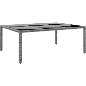 Syfax Tuintafel 200x150x75 cm gehard glas en poly rattan grijs