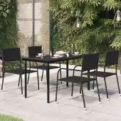 Prolenta Maison Exclusive - Tuin eettafel, zwart, 140x70x74 cm, staal en glas