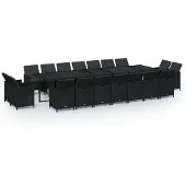 Syfax 19-delige Tuinset met kussens poly rattan zwart
