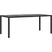 Syfax Tuintafel met glazen blad 190x90x75 cm poly rattan zwart