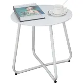 Sonstiges Fokebel bijzettafel van metaal, wit, Ø 45x45H cm, met verstelbare poten