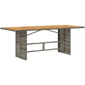 Syfax Tuintafel met acaciahouten blad 190x80x75 cm poly rattan grijs