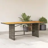 Prolenta Maison Exclusive - Tuintafel met acaciahout blad, grijs, 190x80x75 cm, polyrotan