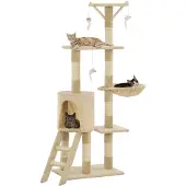 Syfax Kattenkrabpaal met sisal krabpalen 138 cm beige