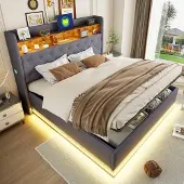 STILVORA Wit kinderbed 90x200 – Schelpkop met kroon – 2 opberglades – LED-verlichting – PU kunstleer