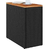 Syfax Tuintafel met houten blad zwart 58x27,5x55 cm poly rattan