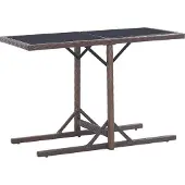 Syfax Tuintafel 110x53x72 cm glas en poly rattan bruin