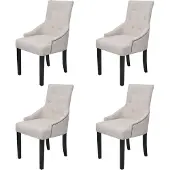 Syfax Eetkamerstoelen 4 st stof crèmegrijs