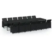 Syfax 15-delige Tuinset met kussens poly rattan zwart
