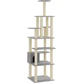 Syfax Kattenkrabpaal met sisal krabpalen 183 cm lichtgrijs