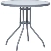 Syfax Tuintafel 80 cm staal en glas lichtgrijs