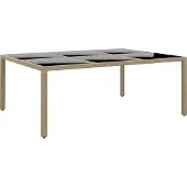 Syfax Tuintafel 200x150x75 cm gehard glas en poly rattan beige
