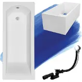 Badland SHEA ligbad 180 x 80 cm wit met baddrager