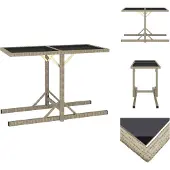 vidaXL Tuintafel Beige 110x53x72 cm, glas en polyrotan - Tuintafels
